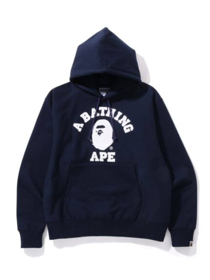 BAPE Classic College Relaxed Fit Pullover Hoodie – Navy