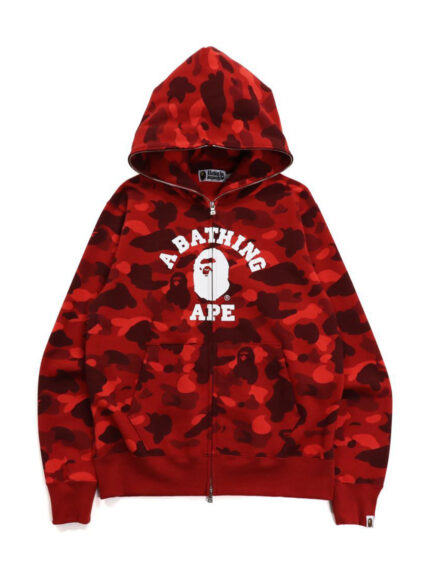 BAPE Color Camo College Full Zip Hoodie FW21 – Red