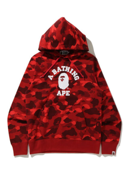 BAPE Color Camo College Pullover Hoodie SS21 – Red