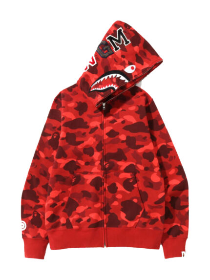 BAPE Color Camo Shark Full Zip Hoodie SS22 – Red