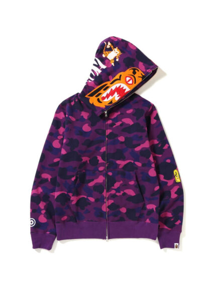 BAPE Color Camo Tiger Full Zip Hoodie FW18 – Purple