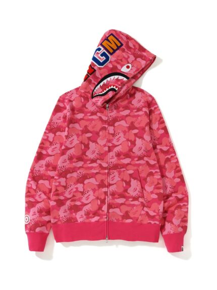 BAPE Fire Camo Shark Full Zip Hoodie – Pink