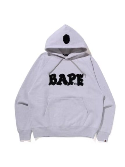 BAPE Logo Relaxed Fit Pullover Hoodie FW22 – Gray