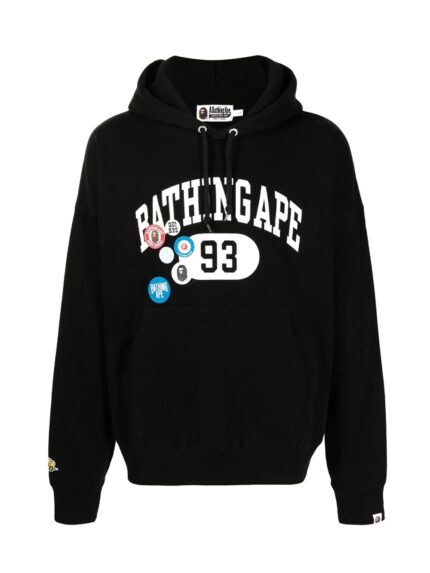 BAPE Logo patch Cotton Hoodie – Black