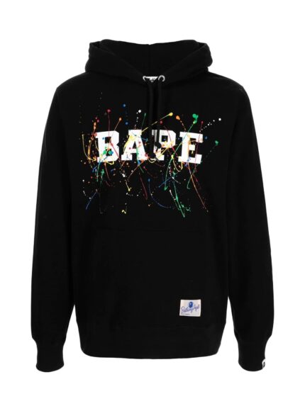 BAPE Logo print Cotton Hoodie – Black