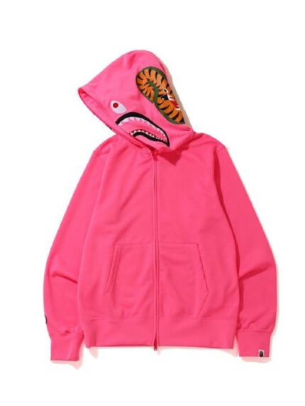 BAPE Neon Shark Full Zip Hoodie – Pink 1