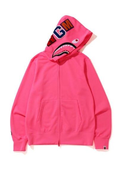 BAPE Neon Shark Full Zip Hoodie – Pink