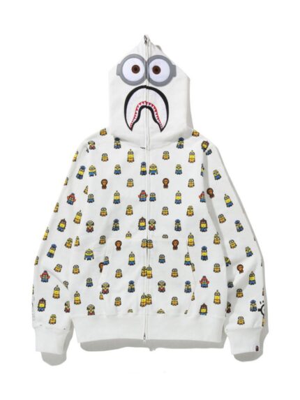 BAPE x Minions Shark Full Zip Hoodie – White