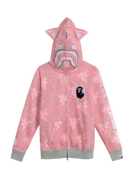 BAPE x Razer Neon Camo Shark Full Zip Hoodie – Pink