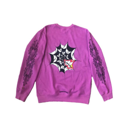 Chrome Hearts Matty Boy Spider Web Crewneck Sweatshirt – Purple