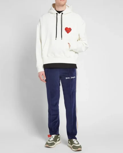 Palm Angels Pin My Heart Hoodie White Front 3
