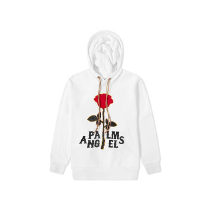 Palm Angels Red Rose Hoodie – White