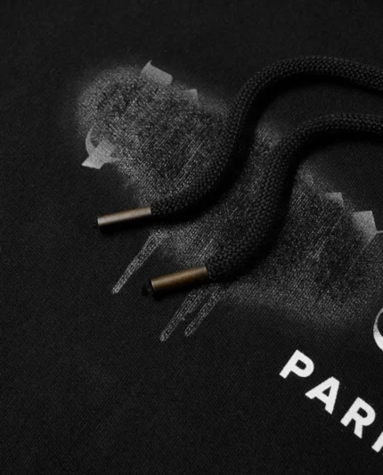 Palm Angels Sprayed Paris Logo Popover Hoodie Black Detail