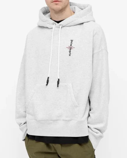 Palm Angels Statement Logo Hoodie Gray Front 2 1