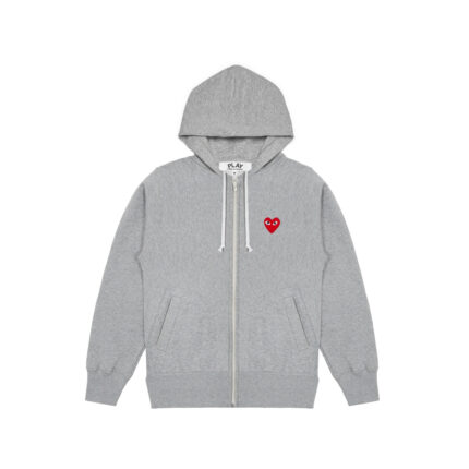 Play Comme des Garcons Hooded Sweatshirt with 5 Hearts – Grey