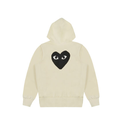 Play Comme des Garcons Hooded Sweatshirt with Big Hearts – Ivory 1