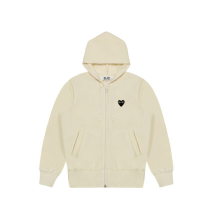 Play Comme des Garcons Hooded Sweatshirt with Big Hearts – Ivory