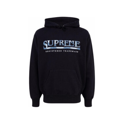 Supreme Logo Embroidered Hoodie – Black