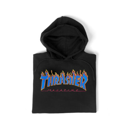 Thrasher Blue Flame Logo Hoodie – Black 1