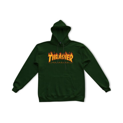 Thrasher Flame Logo Hoodie – Green 1