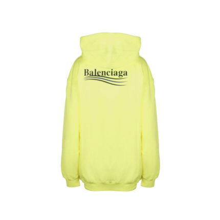 Balenciaga Womens Political Campaign Medium Fit Hooded Sweatshirt Yellow