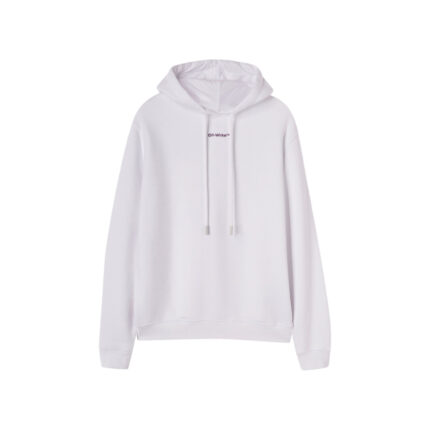 Off White Logo Print Drawstring Hoodie White