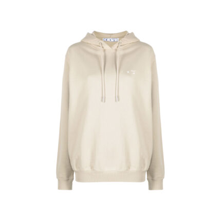 Off White Womens Blue Print Arrows Hooded Sweatshirt Beige