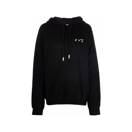 Off White Womens Drowning Man Logo Hooded Sweatshirt Black