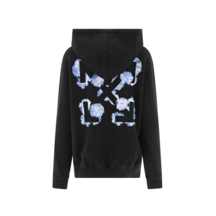 Off White Womens Embroidered Floral Arrow Reg Hoodie Black
