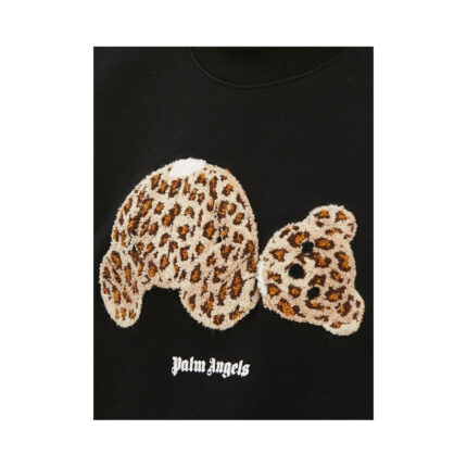 Palm Angels Womens Leopard Bear Sweatshirt Black 1