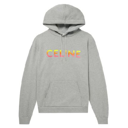 celine homme logo print cotton blend jersey hoodie