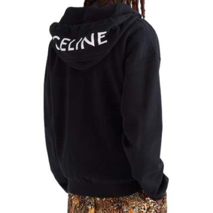 homme logo print cotton blend jersey zip up hoodie 4
